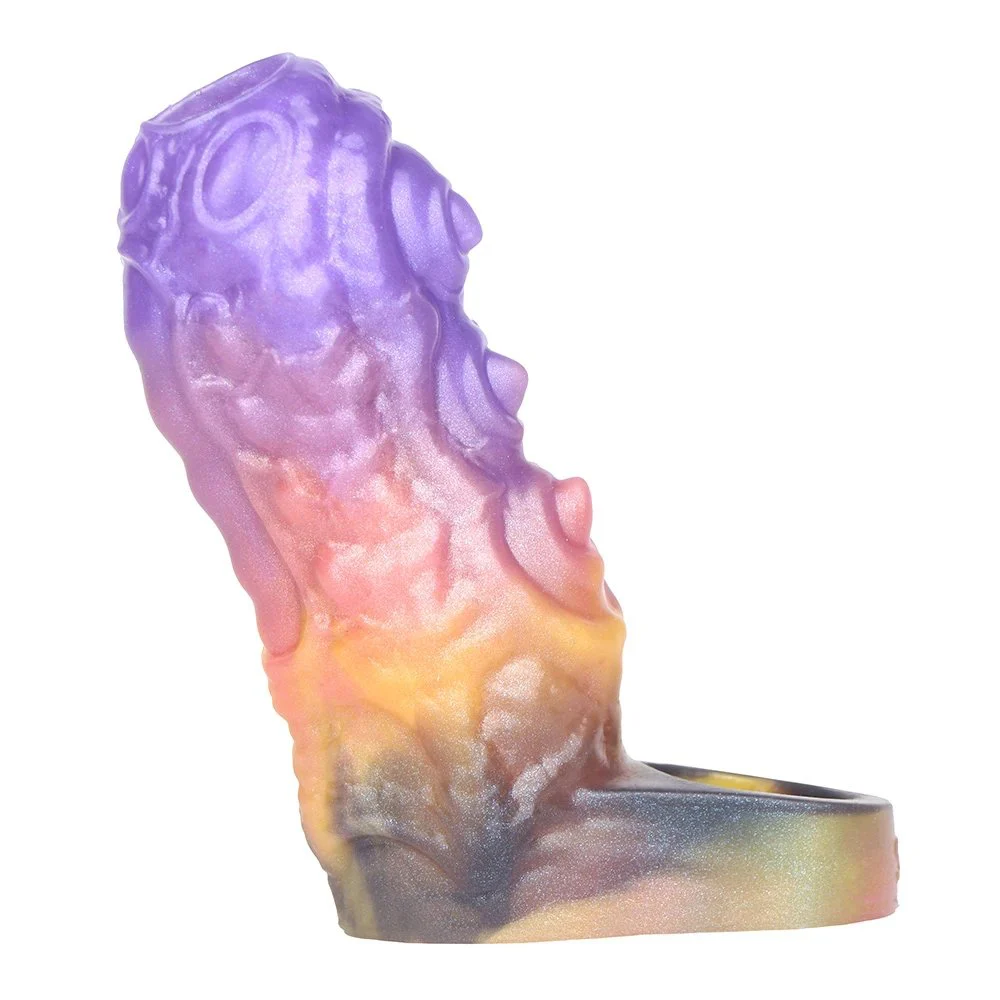 Soft Silicone Penis Enlargement Sleeve Fantasy Monster Dildo Open Male Penis Extender Sex Toys
