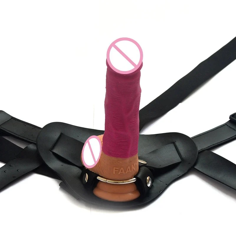 6.89 Inches Women Adult Sex Toys pink Realistic Double Layer Hardness Dildos Silicone Dildos with Strap on Belt