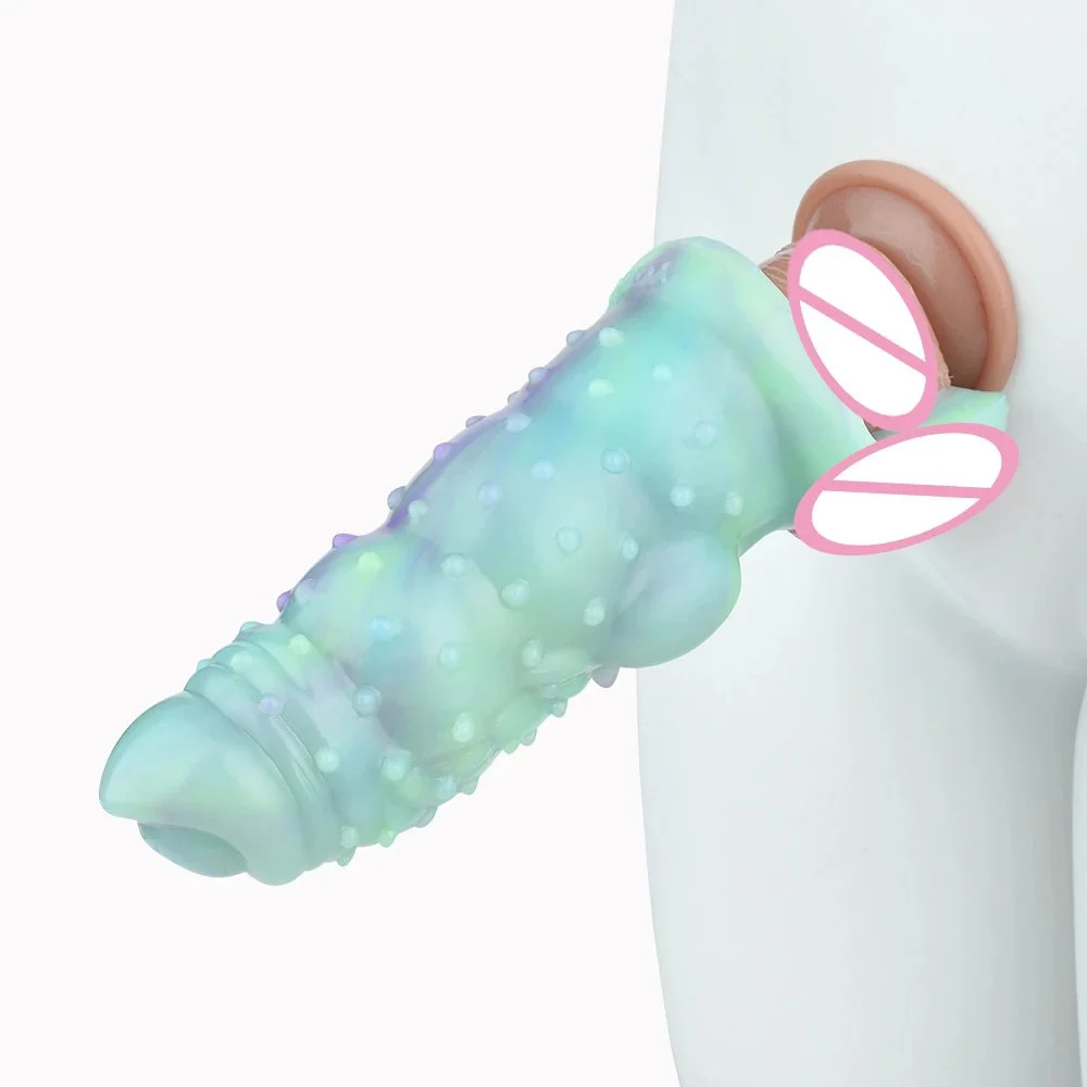 Silicone Cock Sleeves Extension Penis Extender Big Dildo Sleeves Hollow Dildos with Orgsm Stimulation for Men