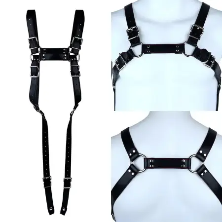 Black PU Strap Belt Accessory Compatible With Chastity Cage Full Body Chest Harness Bondage Restraint Kit Adult Sex Toys