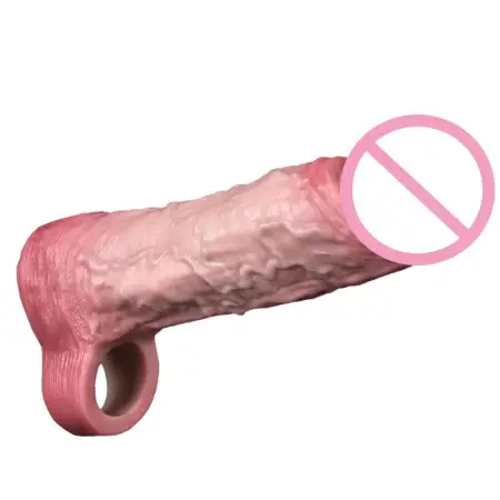 Silicone Realistic Hollow Dildo Penis Sleeve Ring Delay Ejaculation Condom Sex Toy for Men Cock Sheath Enlargement Extender