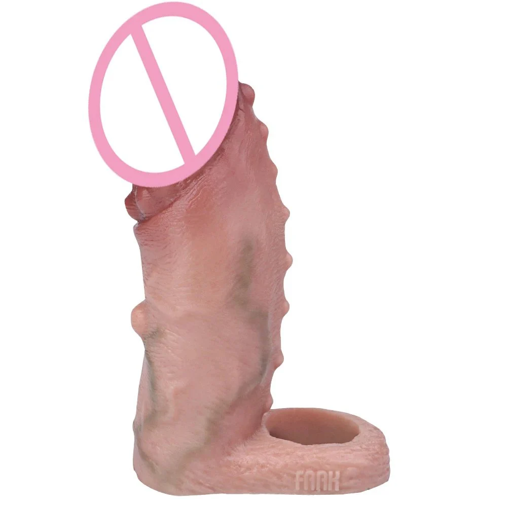 Silicone Soft Reuse Realistic Cock Sleeve 5.9'' Extender Delay Ejaculation Sex Toy for Men