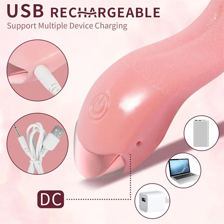 Silicone 10 Frequency Oral Sex Toys Adults Heating VibratingTongue Vibrator