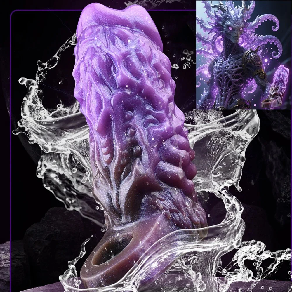 Soft Fantasy Penis Sleeve with Purple Amber Color Enlarger Enhancing Erection Dildo Sleeve for Male Cock Cover