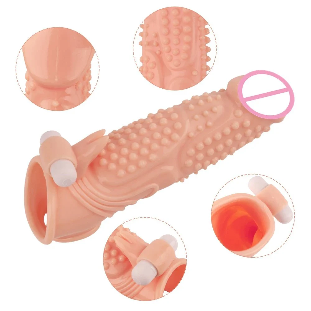 Realistic Spiked Ribbed Dragon Condom for Men Reusable Extend Big Size Vibrating Penis Sleeve