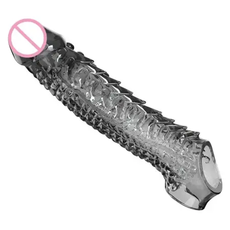Vibrating Reusable Penis Sleeve Extender Men Delay Ejaculation Condom