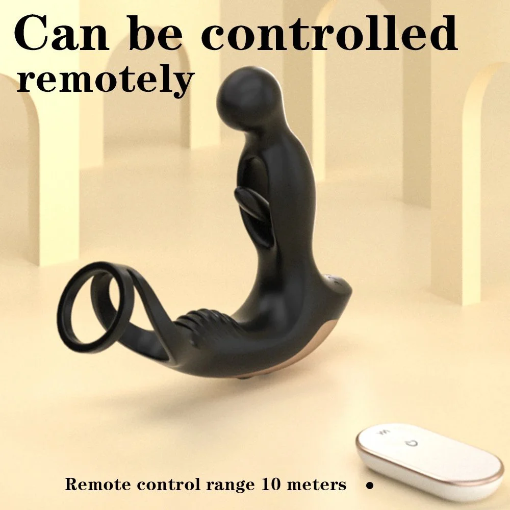 Prostate Massager Anal Male Licking Vibrating Waterproof Anal Plug with Ring for Men