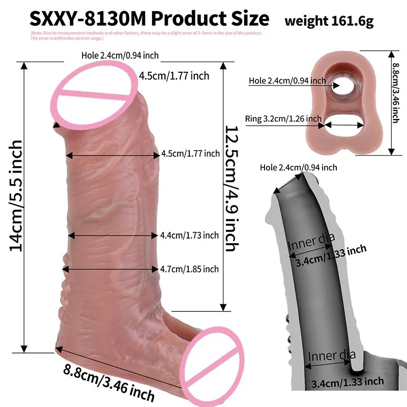 Ultra Hollow Dildo Silicone Male Extender Sleeve With Anti-drop Cock Enlarger Ring for Men Delay Ejaculation