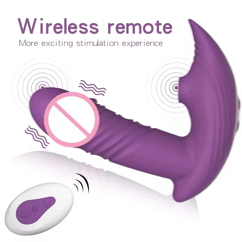 10 Frequency Lifelike Sucking 3 Frequency Thrusting Wearable Dildo Panty Vibrator Remote Control Vibrator