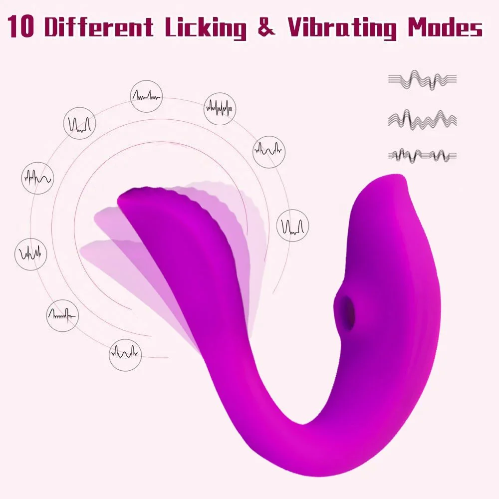 U-Shape Sucking Massager Wireless Remote Control Clitoral Vibrator USB Powered Dildo for Couples