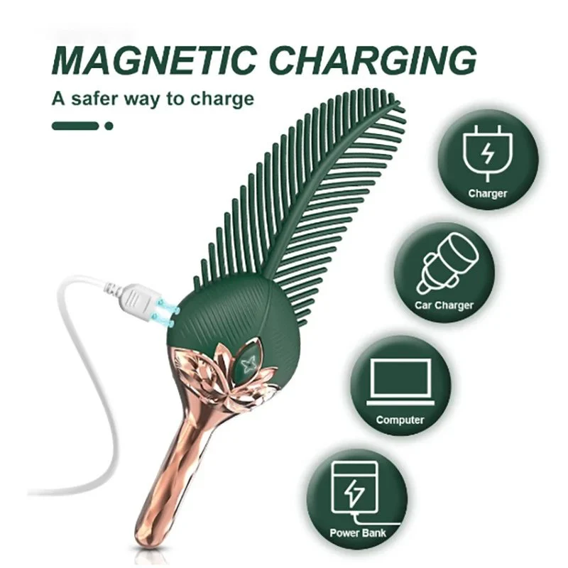 USB 10 Modes Clitoral Stimulator Silicone Vibrating Flicker Feather Shape Flirting Sex Toy Feather Tickler Vibrator