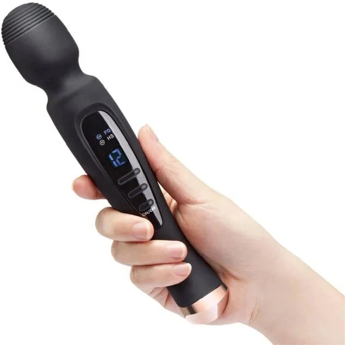 USB LCD Display 12-Frequency Strong Vibration AV Wand Massage Dildo Vibrator Adult Men Women G-Spot Gynecological Health Care