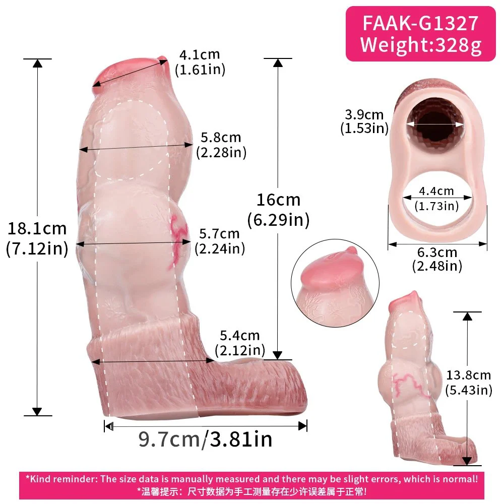 Silicone Fantasy Large Knot Hollow Dildo Dog Cock Enlarger Delay Ejaculation Nude Penis Sleeve Size S M L Sex Toys for Men