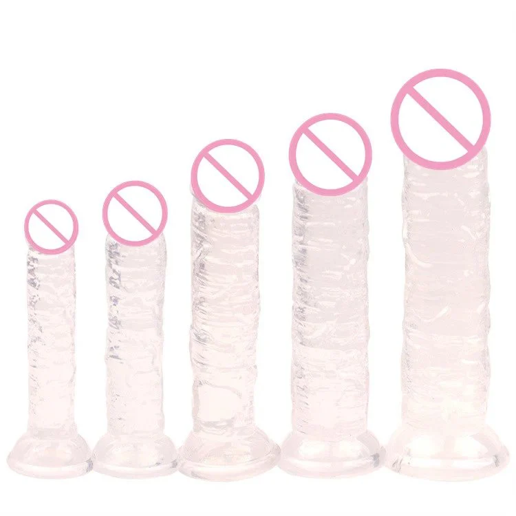 5 Different Sizes Suction Cup Realistic Soft Crystal Jelly Dildo Sex Toys for Women