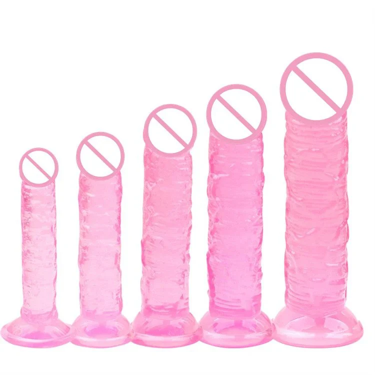 5 Different Sizes Suction Cup Realistic Soft Crystal Jelly Dildo Sex Toys for Women