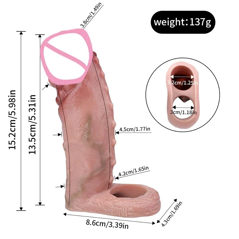 Ultra Silicone Male Dick Enlarger Sleeve With Anti-drop Realistic Hollow Dildo Penis Sleeve for Men Delay Ejaculation