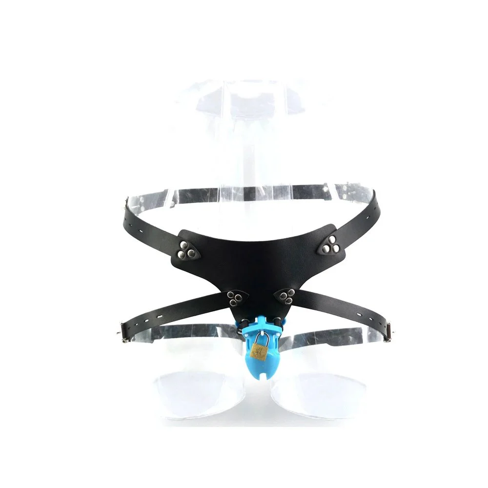 10cm Blue Plastic Penis Cage for Male Soft Men Chastity Device Keyholder Male Chastity Cage with Belt Chastity Belt for Male