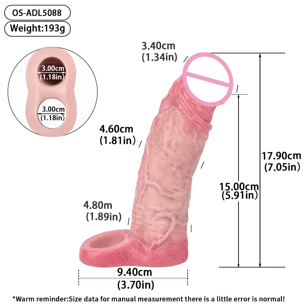 Silicone Penis Sleeve for Men - Realistic Veins and Flesh Color, Effective Lengthening and Thickening Design