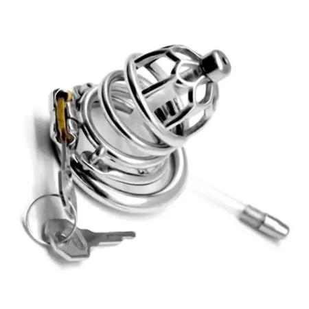 1Sex Shop Stainless Steel Stealth Lock Male Device with Anti-Shedding Ring Cock Cage Belt Penis-Rings,3 Replaceable Collars