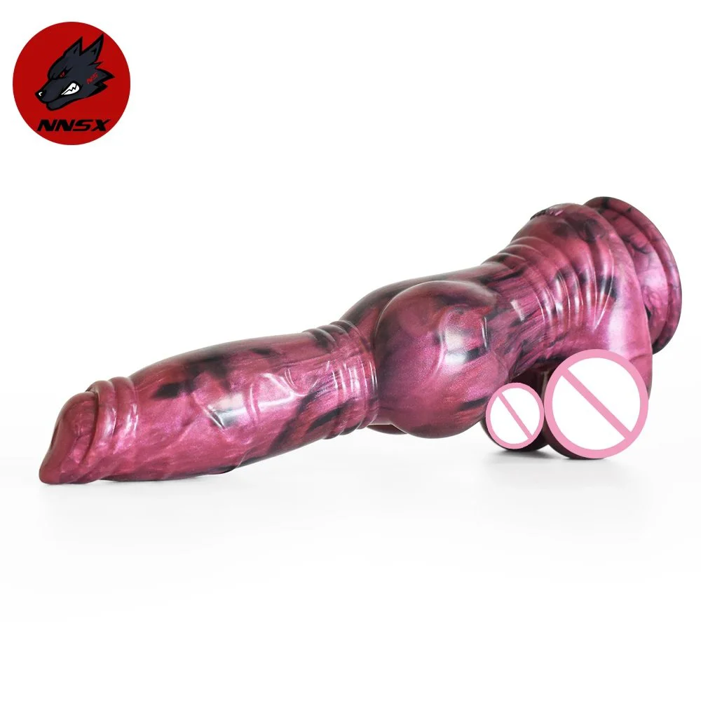 26.3cm Large Silicone Dildo Animal Dog Knot Cock Penis Double Ball Vagina Anal Plug Women Sex Toys