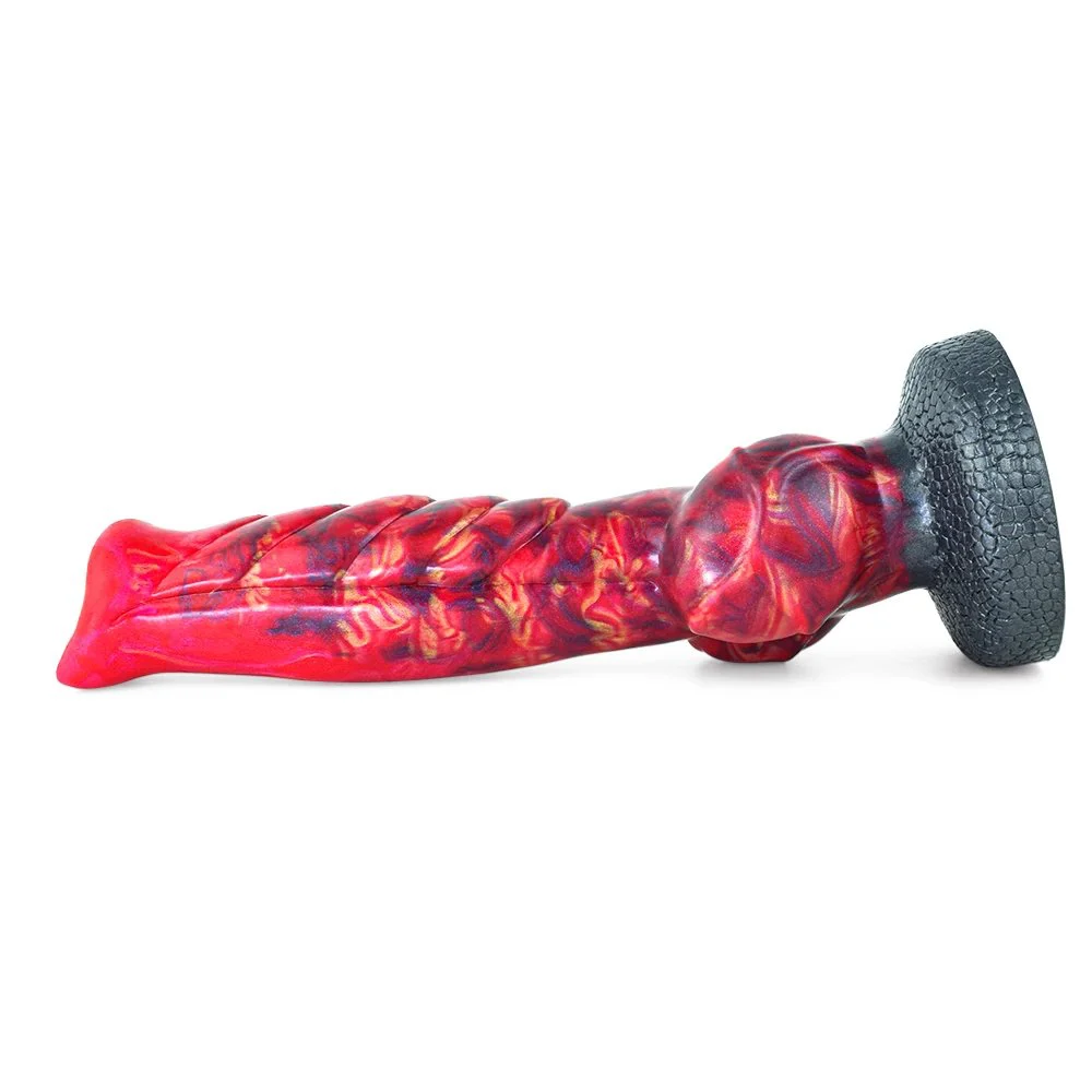 24cm Silicone Cock Dog Knot Dildo Colorful Rubber Animal Penis With Suction Cup Base Snake Patter Dildos