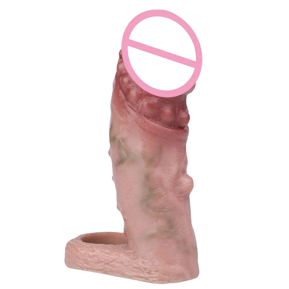 Silicone Soft Reuse Realistic Cock Sleeve 5.9'' Extender Delay Ejaculation Sex Toy for Men