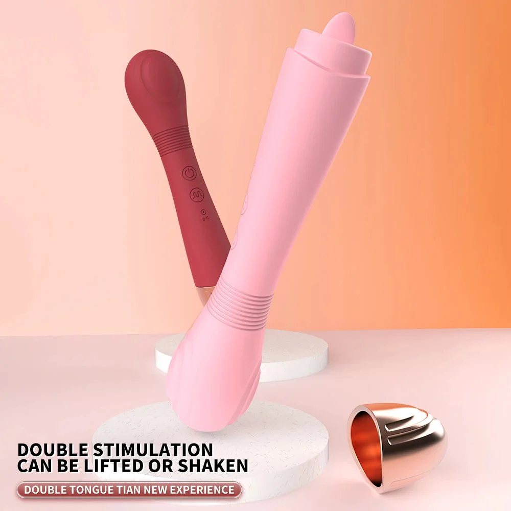 Gelance Double Head Vibrating Tongue Licking Vibrator Soft Silicone USB Charging G-spot Female Masturbation Vibrator