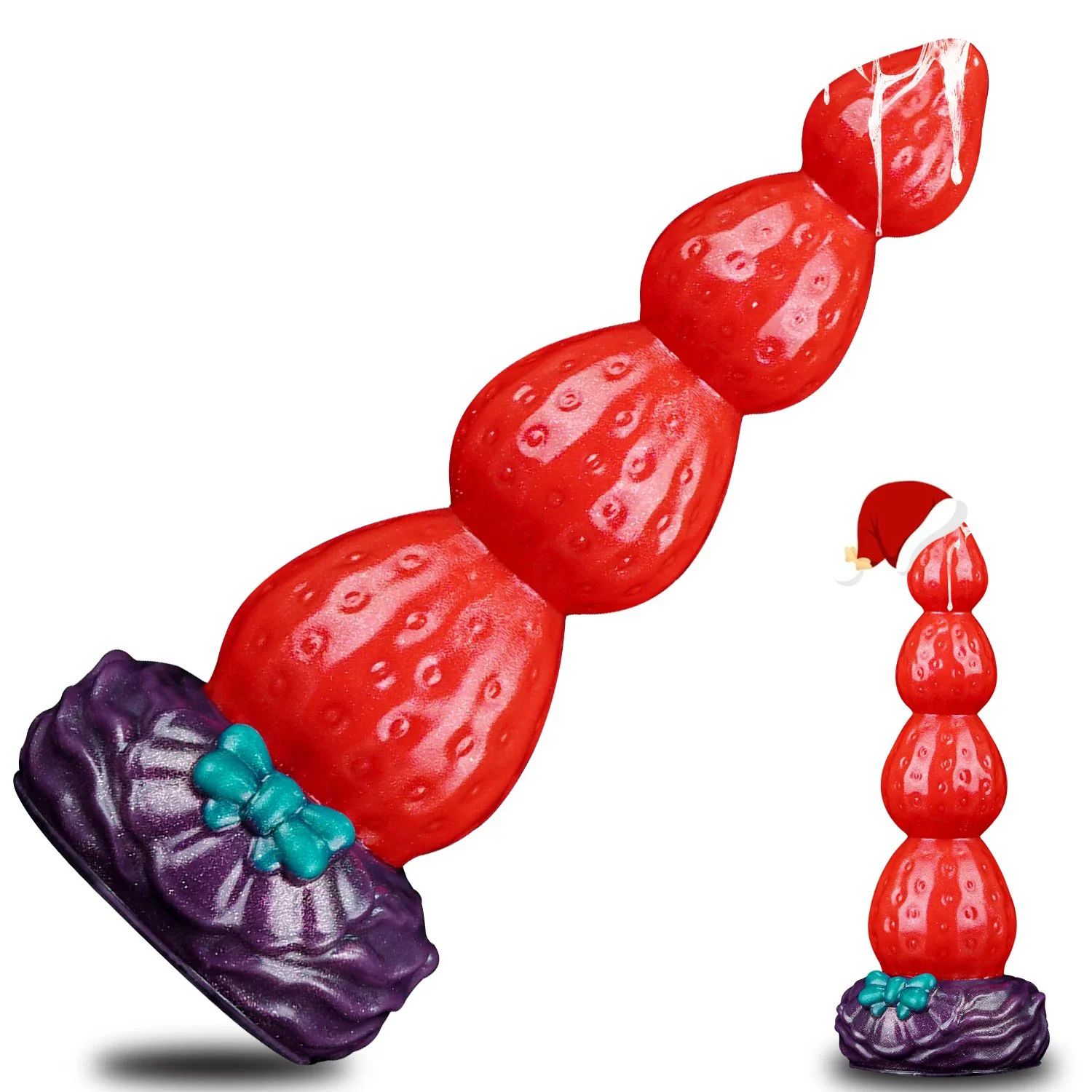 Fantasy Strawberry Knot Dildo with Suction Cup Silicone Monster Cute Butt Plug 4 Knots Christmas Anal Sex Toys