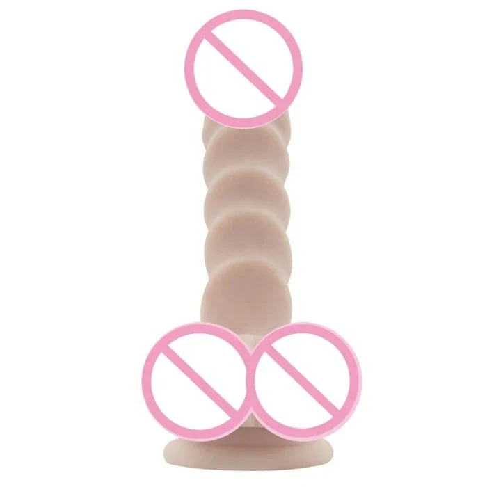 7.6 Inch Lifelike Spiral Dildo Vibrator Silicone Sex Toys for Hands-free Play