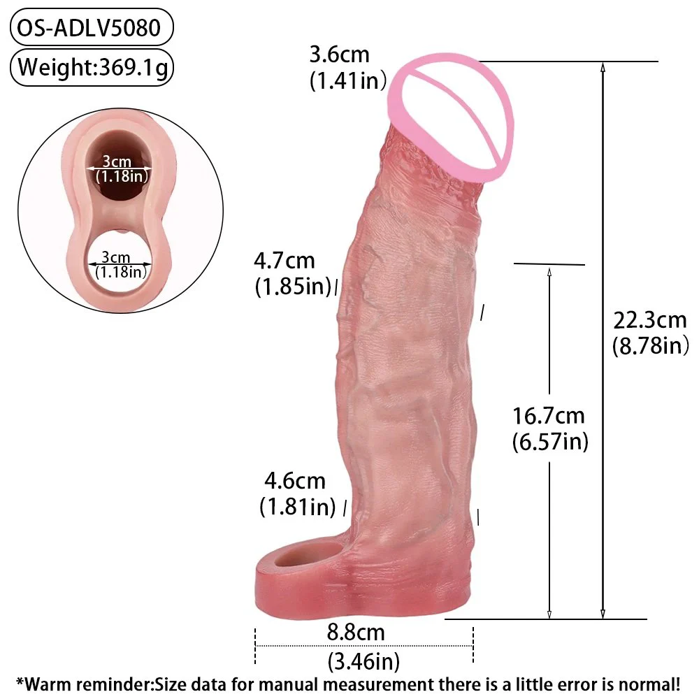Simulated Silicone Material Vibrating Penis Sleeve Suitable for Male Penis Extender Enhanced Sensation Vibrating Penis