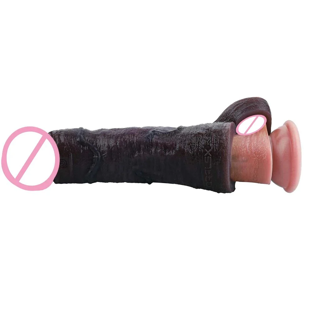 Soft Silicone Vibrating Penis Sleeve Multi Frequency Vibration Black Obsidian Wearable Male Enhancer