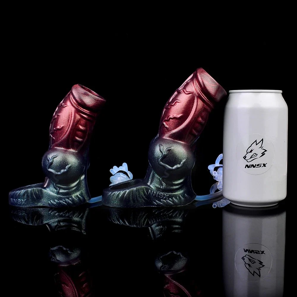 Squirting Function Penis Sleeve Soft Silicone Penis Extender Sleeve Dick Enlargement Ejaculation Erotic Sex Toys for Men