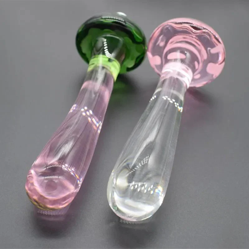 Glass Crystal Transparent Mushroom Anal Plug Butt Pleasure Funny Adult Toys