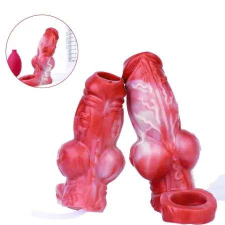 Squirting Penis Sleeve Non-stop Orgasm Squirting Man Reusable Condom Penis Cover Spray Lubricant Men's Dog Knot Sleeve