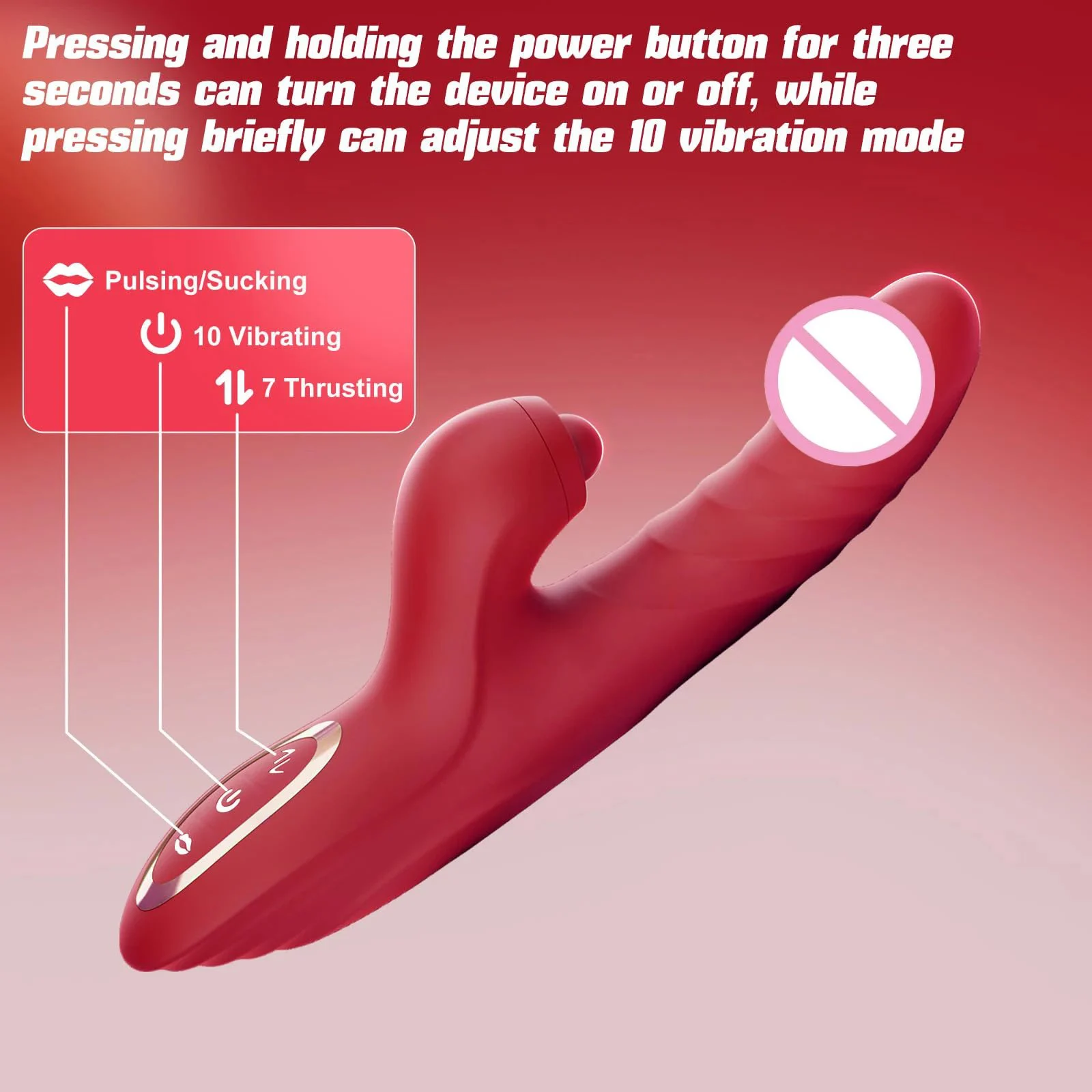 Gelance Rose Vibrator Thrusting Dildo for Women 10 Vibration 7 Thrust Modes USB Rechargeable Eco-Friendly Adult Stimulation Toy