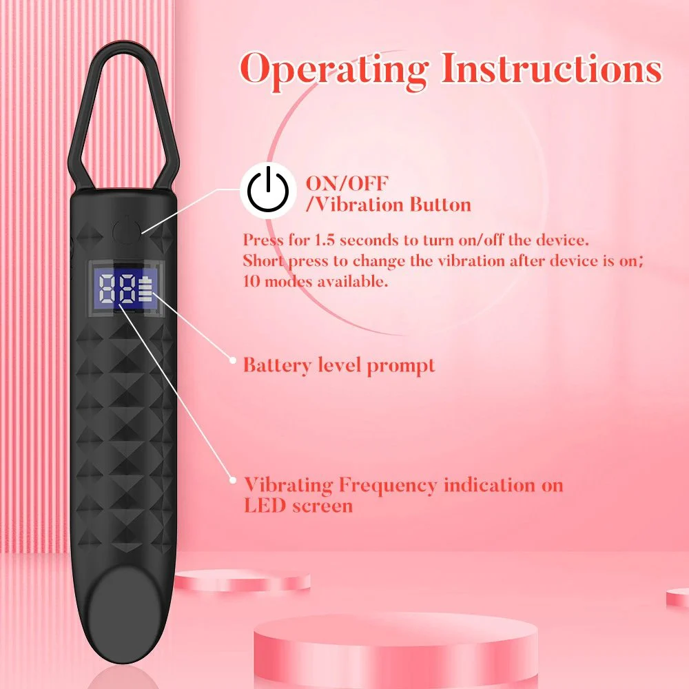 LED Display Bullet Vibrator Sex Toy for Women Female Sex AV Toys 10 Vibration Portable Lipstick Vibrator