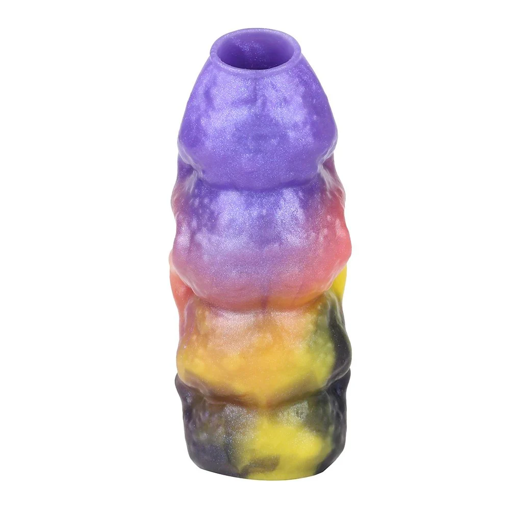 Soft Silicone Open Penis Enlargement Sleeve Allure Blaze Fantasy Monster Dildo Male Penis Extender Sex Toys