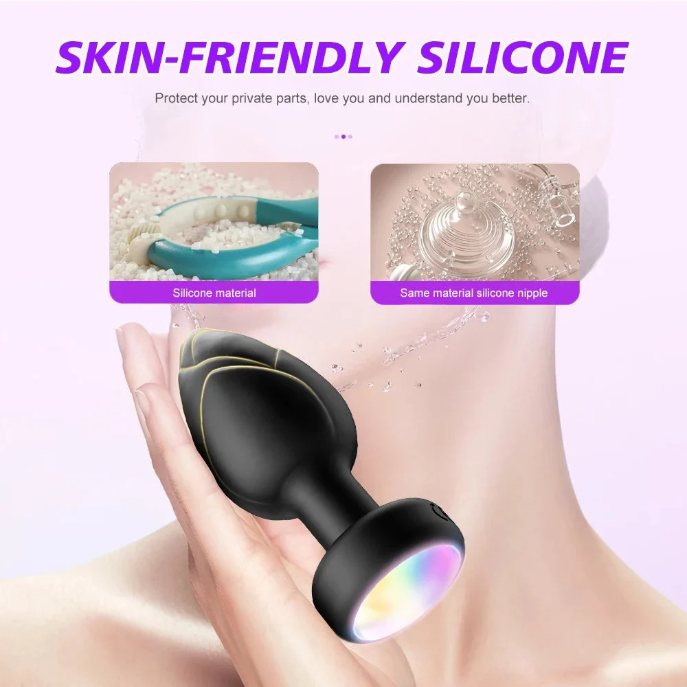 Colorful Adult Sex Toy Remote Control Touch Screen Fancy Anal Plug Oval Posterior Chamber Electric Metal Plug Silicone