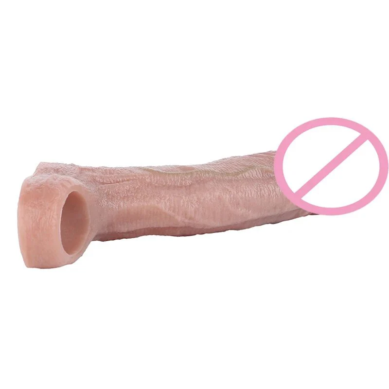 Soft Silicone Penis Ring Cock Sleeve Close Head Hollow Dildo Dick Enlargement Adult Sex Toy for Men Delay Ejaculation
