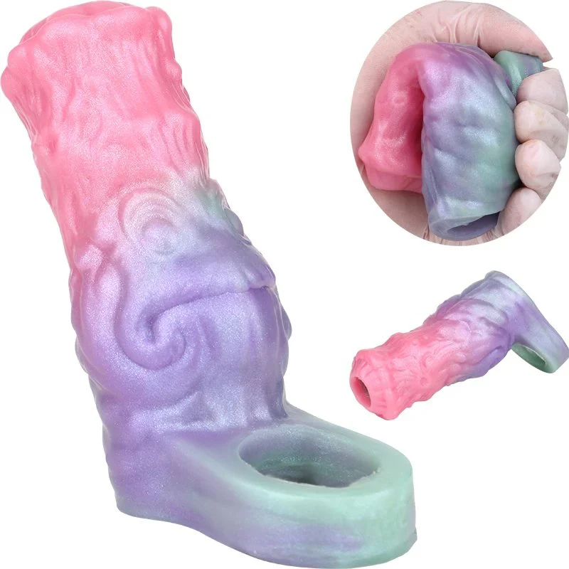 Sex Toy Plastic Penis Sleeve, Penis Sleeve Fantasy Sex Toys for Male Reusable Silicone Penis Extension Sleeve Men Sex Toys