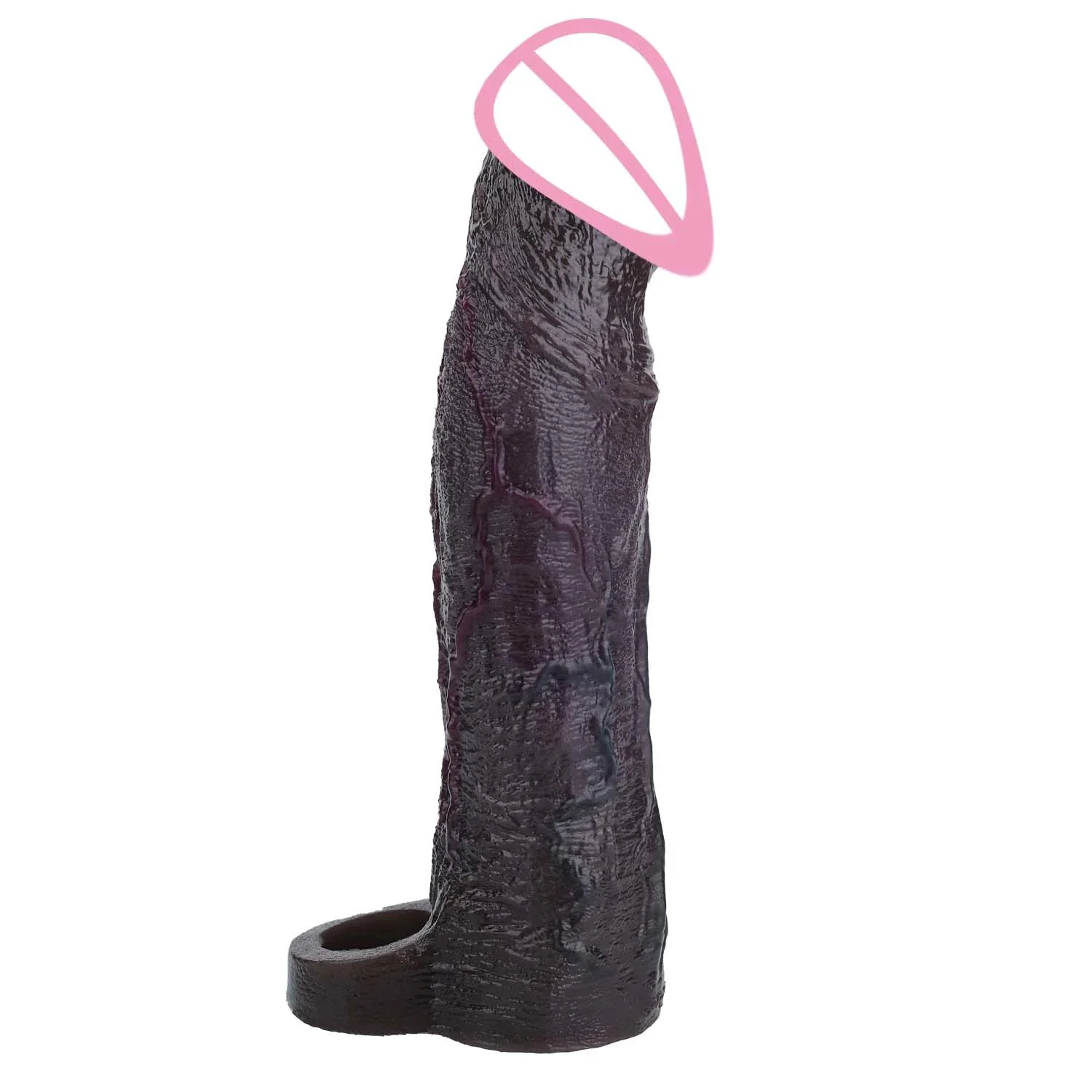 XL Realistic Vibrating Penis Cock Sleeve G-Spot Stimulator Hollow Dildo Ejaculation Delay Adult Sex Toy for Men