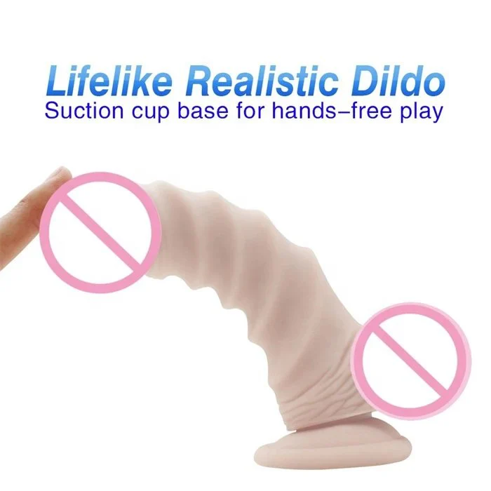7.6 Inch Lifelike Spiral Dildo Vibrator Silicone Sex Toys for Hands-free Play
