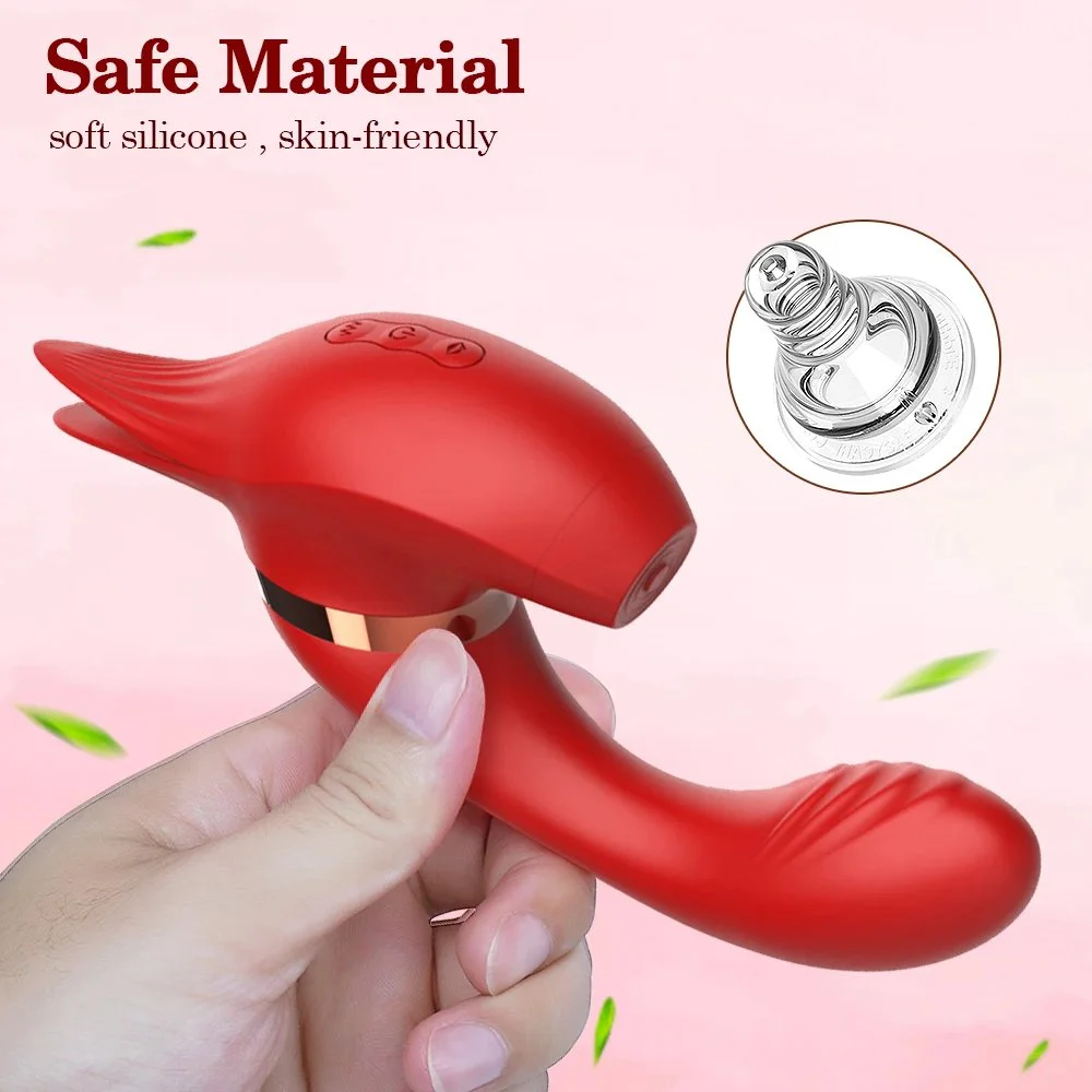 Gelance 3-in-1 Silicone Rabbit Vibrator Dildo TPE Clitoris Licking Thrusting Adult Toys for Women Licking & Sucking Features