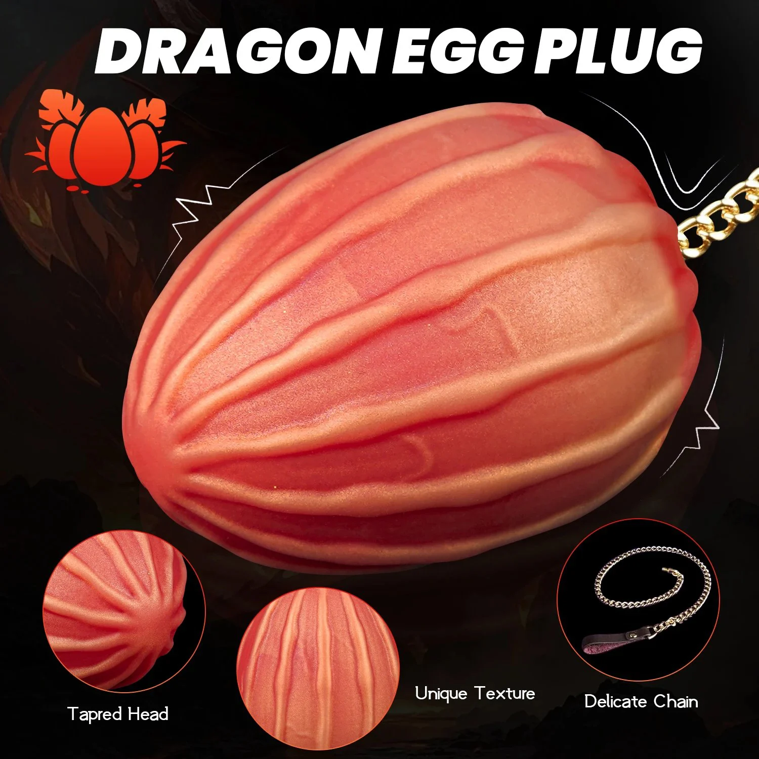 Large Dragon Egg Butt Plug Long Chain Fantasy Monster Prostate Anal Dilator Stretcher Trainer 100% Waterproof Eco-Friendly Plug