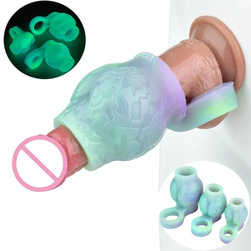 Silicone Cock Ring Wearable Animal Penis Sleeve Extendable Male for Enlargement Dildo Monster Cock Sleeve with Big Knot