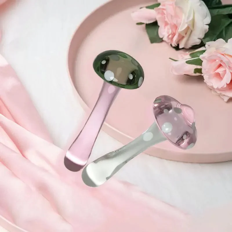 Glass Crystal Transparent Mushroom Anal Plug Butt Pleasure Funny Adult Toys