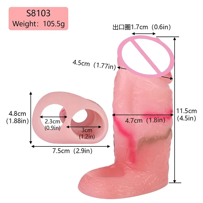 Ultra Realistic Penis Sleeve Sex Toys Pinkish Cock Sleeve Extension Penis Ring Enlarger Male Masturbator for Adult Couples