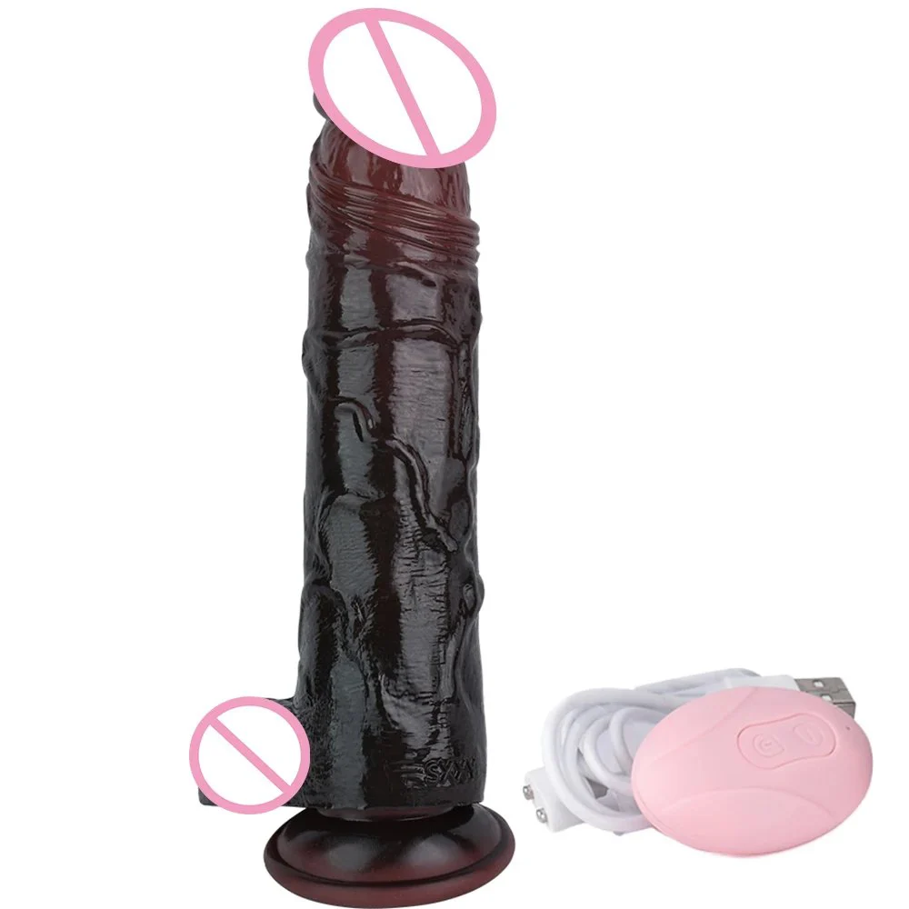 Realistic Dark Dildo 1.5cm Stretching Vibration Thrusting for Women Anal G Spot Stimulate Dildo Vibrator Sex Toy for Women