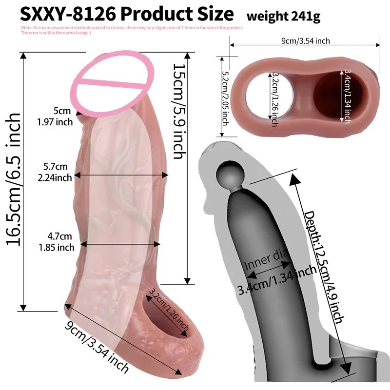 Ultra Hollow Dildo Silicone Male Extender Sleeve With Anti-drop Cock Enlarger Ring for Men Delay Ejaculation