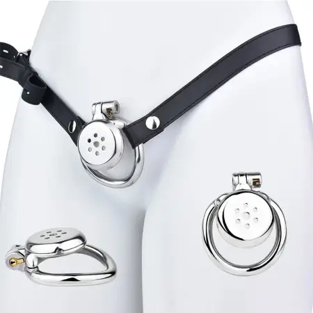 Chastity Cage Belt, Flat Chastity Cage for Men,Metal Male Chastity Device Cock Cage BDSM Bondage Cage Sex Toys for Couples